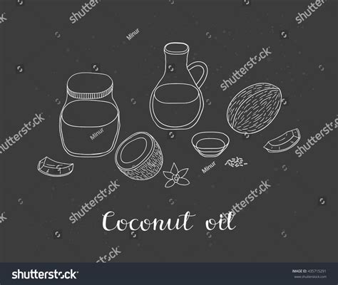 Hand Drawn Outline Coconut Oil Glass Stock Vector Royalty Free