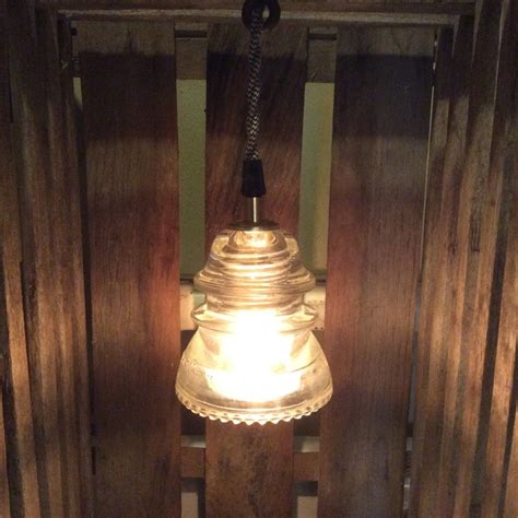 Handmade Clear Glass Insulator Light Fixture With Cloth Etsy