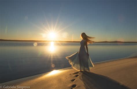 Wallpaper Sunlight Women Blonde Sunset Sea Shore Sand Reflection Beach Dress Sunrise