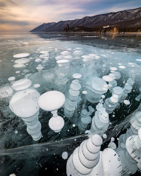 Gas Bubbles In The Ice On Lake Baikal Russia Шестой год