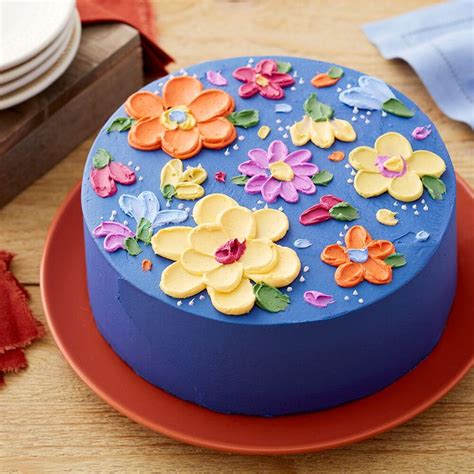Easy Painted Buttercream Flower Cake Recipe Cake Decorating