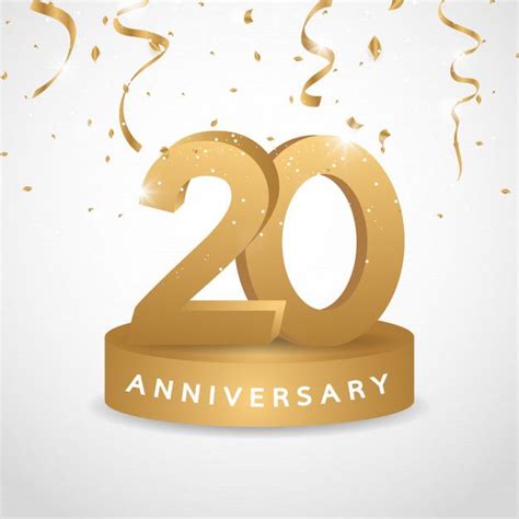 20 Years Gold Anniversary Logo With Golden Confetti Anniversary Logo