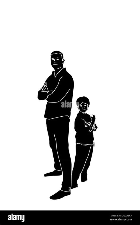 Ilustración Del Padre Y El Hijo De Pie El Concepto Del Día Del Padre