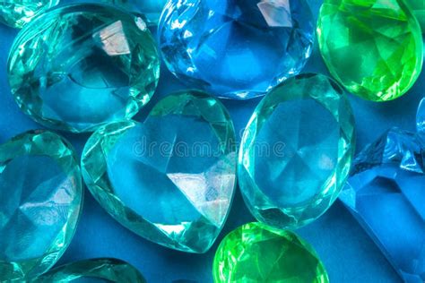 Crystals Of Blue And Green On A Blue Background Stock Image Image Of