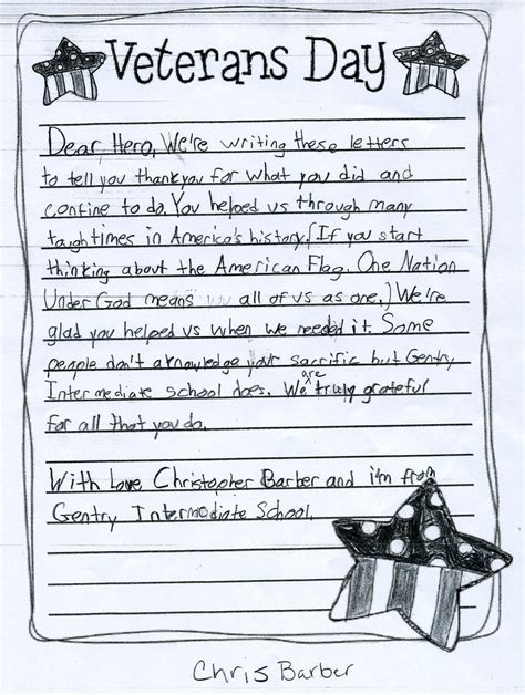 Thank You Letters To Veterans From Students