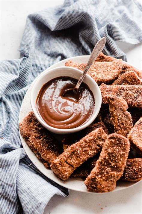 Churro French Toast Sticks With 2 Minute Chocolate Sauce Blue Bowl