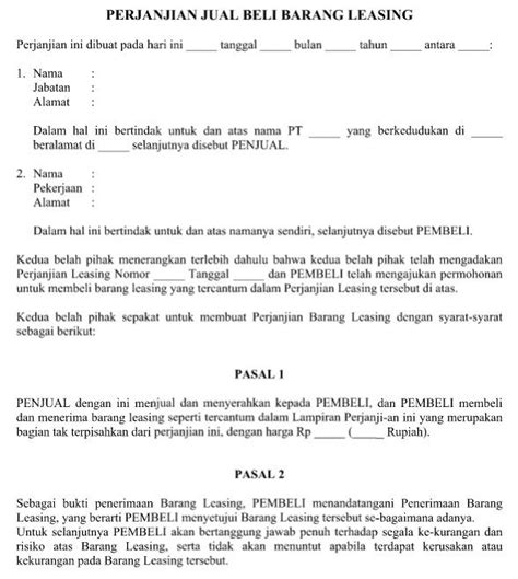 Contoh surat pernyataan pembayaran hutang surat tulisan brosur. Download Contoh Surat Perjanjian Jual Beli Barang Leasing ...