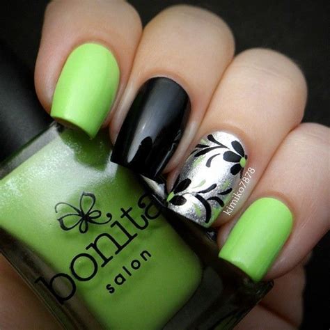 Unas picudas cortas y largas de moda. uñas decoradas negras con verde - Buscar con Google | Uñas pintadas, Uñas cortas, Manicura de uñas