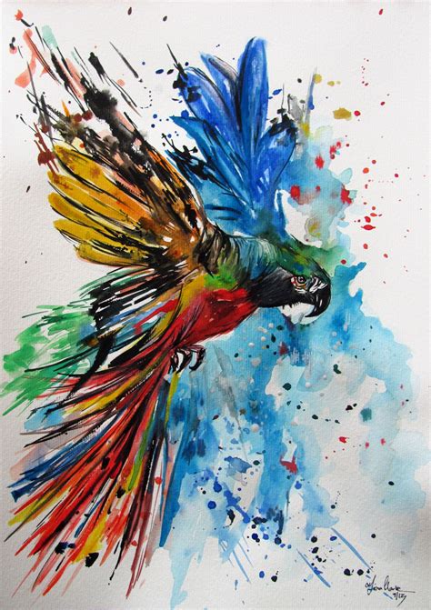 Colourful Parrot Arte De Aves Arte De Acuarela Pinturas De Animales