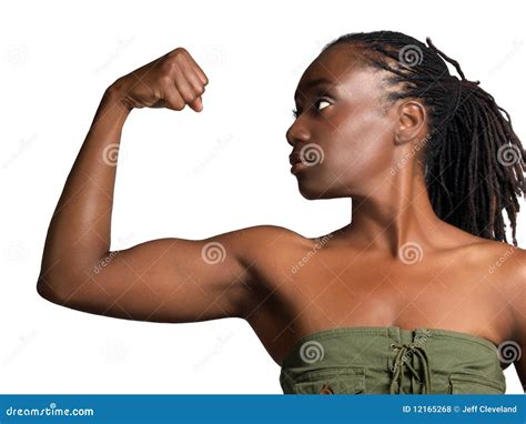 Young Black Woman Profile Showing Biceps Stock Photo Image Of Strong