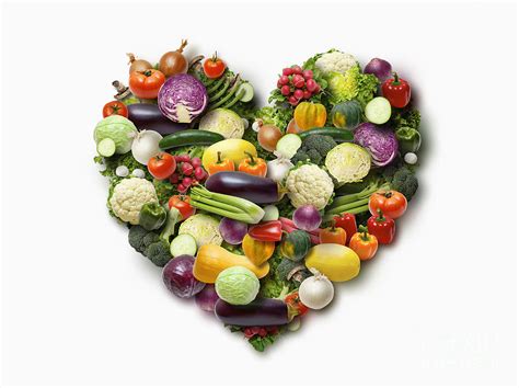 Vegetables Arranged In Heart Shape On White Background Photograph By