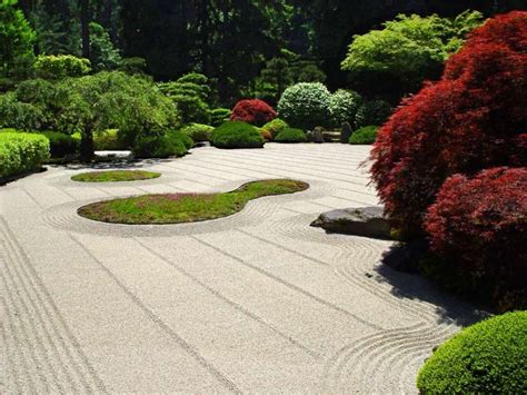 The Japanese Sand Garden Has Gravel Beds Raked Into Ripple Patterns Of
