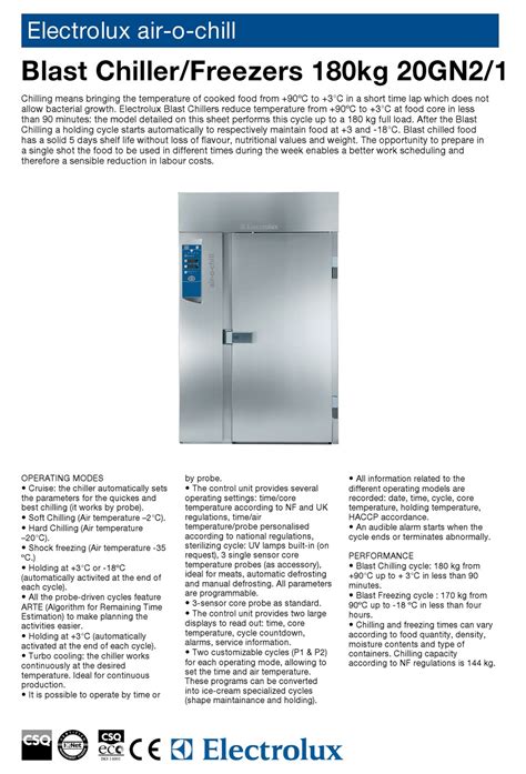 electrolux air o chill 726859 brochure and specs pdf download manualslib