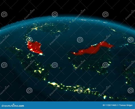 Orbit View Of Malaysia At Night Stock Image Image Of City Render