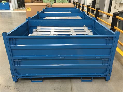 Folding Steel Storage Containers Steel Storage Bins With Pintle Feet