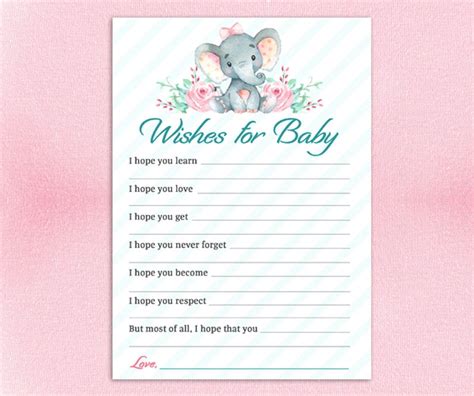 Wishes For Baby Card Wish Printable Pdf Wishes Card Etsy