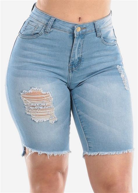 Torn Light Wash Bermuda Shorts At Discount Prices Bermuda Shorts