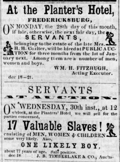 Fredericksburg Slave Auction Block Site Clio