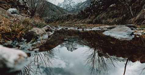 Body Of Water Near Trees And Mountain Under Cloudy Sky · Free Stock Photo