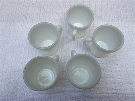 Federal White Milk Glass Mugs Set Of 5 Etsy Uk