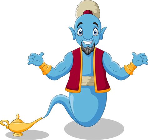 Cute Cartoon Genie Appear From Magic Lamp 12805459 Vector Art At Vecteezy