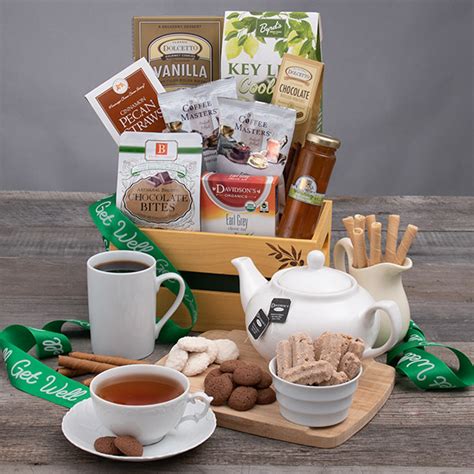 Get Well Soon Gourmet Coffee Tea Gift Basket Gift Baskets For Delivery