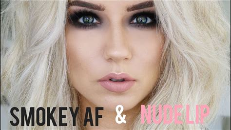 smokey af eyes and nude lip quickie tutorial youtube