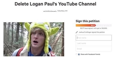 Over 80000 People Petition To Delete Logan Pauls Youtube Channel