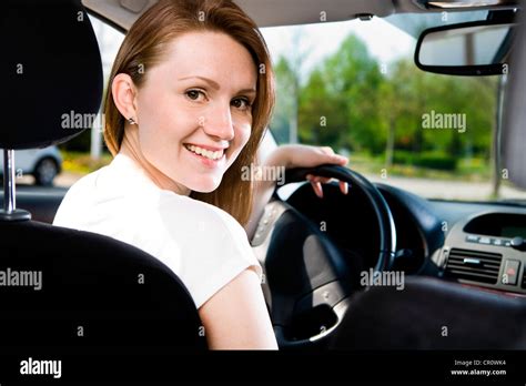 Young Woman Driving A Car Stock Photo Alamy