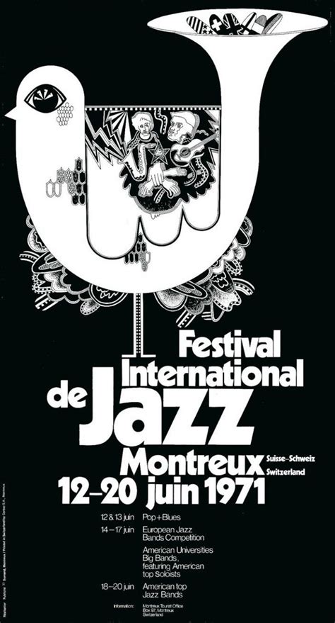 Montreux Jazz 1971 Music Festival Poster Jazz Poster Jazz Art