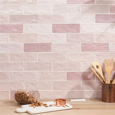 Portmore Pink 3x8 Glazed Ceramic Subway Tile For Wall Backsplash Wall