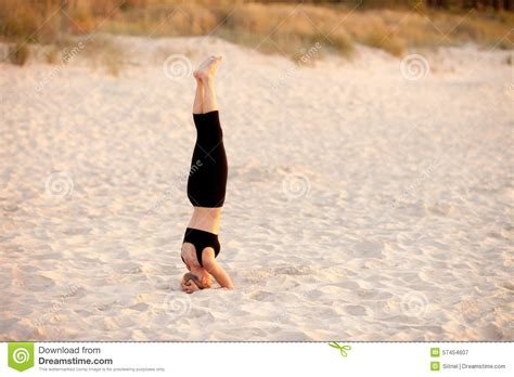 Beach Yoga Session By Polish Sea Stock Image Image Of Europe Fitness