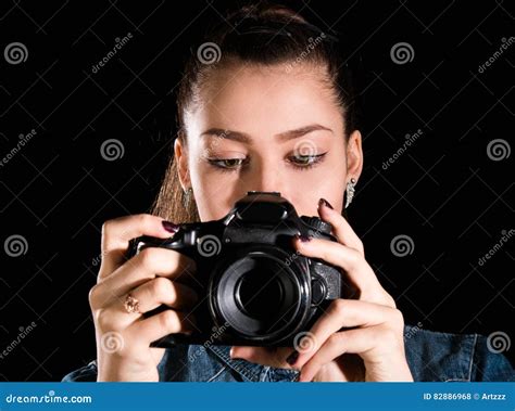 Young Girl With A Camera Stock Photo Image Of Photographer 82886968