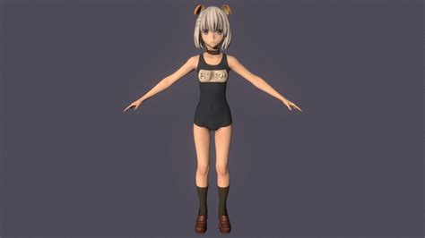 T Pose Rigged Model Of Origami Tobiichi Buy Royalty Free 3d Model By 3d Anime Girls Collection