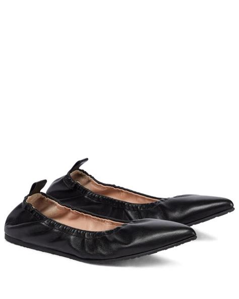 Gianvito Rossi Alina Leather Ballet Flats In Black Lyst