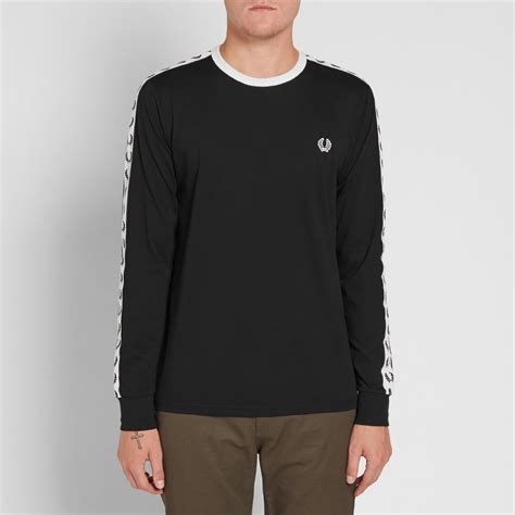 Fred Perry Long Sleeve Taped Ringer Tee Black END