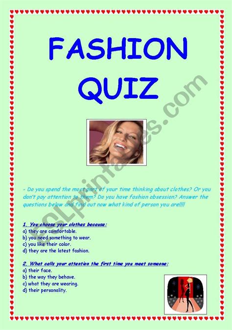 Fashion Quiz Esl Worksheet By Patrizzia