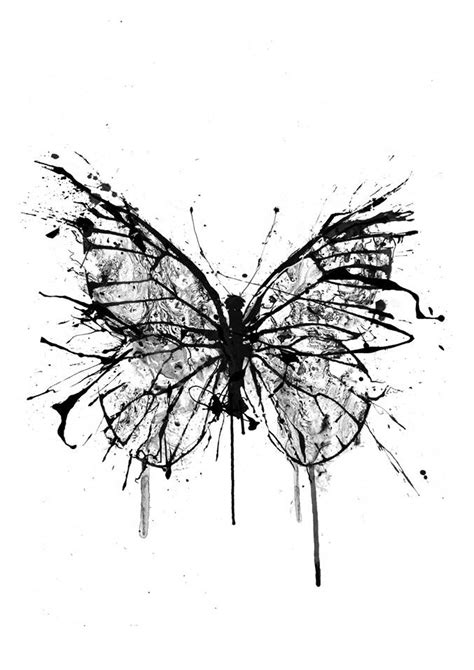 Broken Butterfly Butterfly Art Ink Drawing Butterfly Wall Etsy