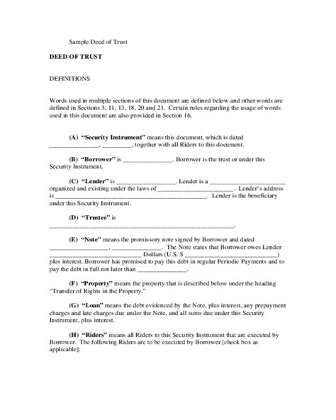 Sample Deed Of Trust Form Edit Fill Sign Online Handypdf
