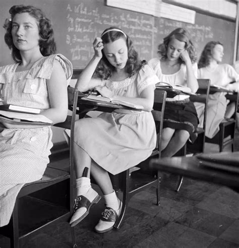 High School Students In Class 1950s Fashion Teenage Girls Vintage