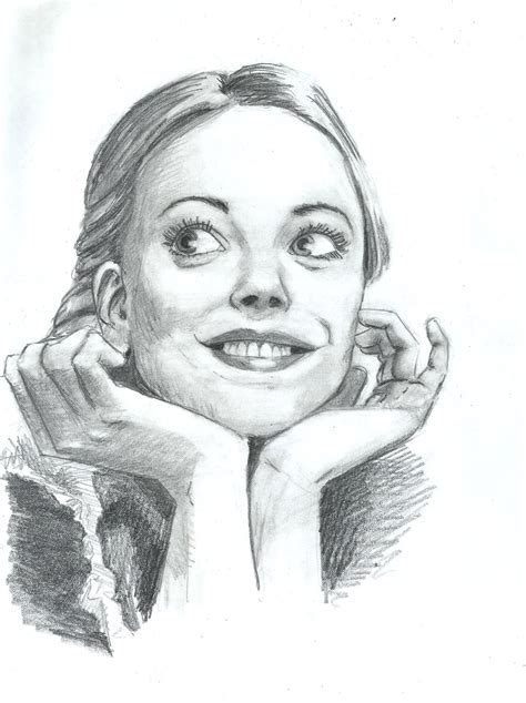 Girl Smiling Face Sketch