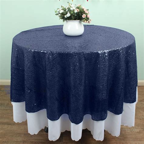 72 Round Navy Blue Sequin Tablecloths Table Linens Overlays Wedding
