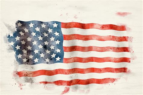 Usa Flag In Watercolor Painting Painting By Ole Schwander