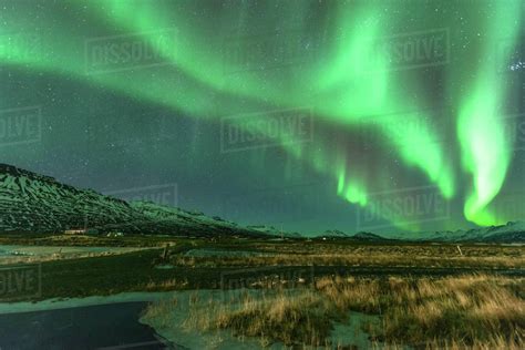 Aurora Borealis Jokulsarlon Lagoon Iceland Stock Photo Dissolve