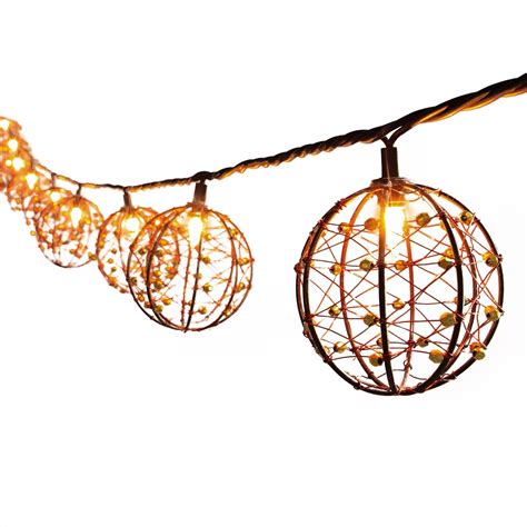 10 Light Decorative Outdoor Beaded Copper Wire Ball String Lights