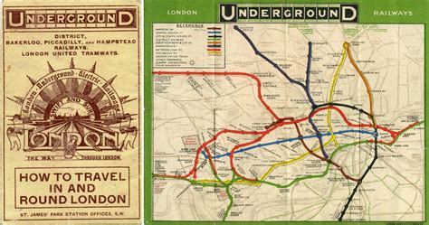 1908 London Underground Railways Map A Less Common Version With The