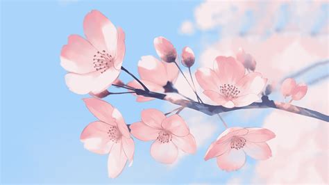Pink Flower Anime Desktop Wallpapers Wallpaper Cave