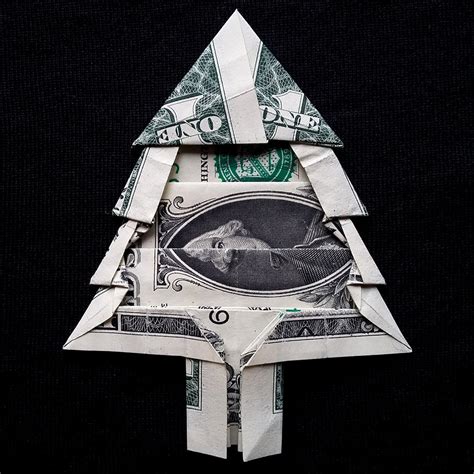 Real 1 Dollar Bill Origami Miniature Green Christmas Tree Etsy