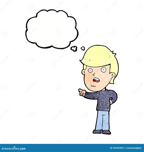 Cartoon Shocked Man Pointing With Thought Bubble Stock Illustration