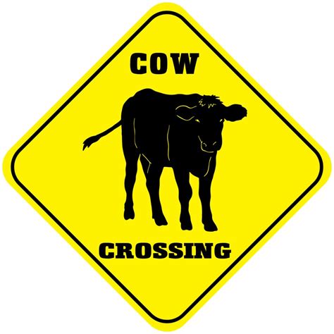 Cow Crossing Funny Metal Aluminum Novelty Sign